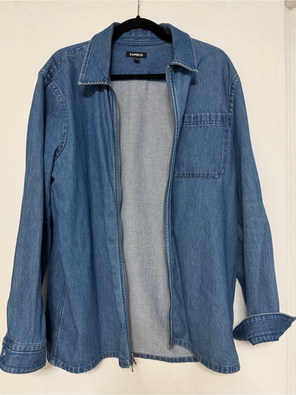 Express Men's Light Blue Denim Shirt Jacket